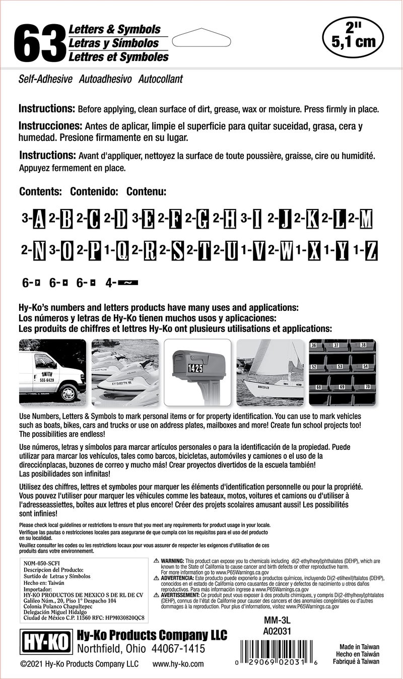 Hy-Ko Packaged Numbers & Letters, DIY Address Number Stickers for Deliveries and Navigation, Self-Adhesive House Decals for Siding, Door, Mailboxes - Image 2